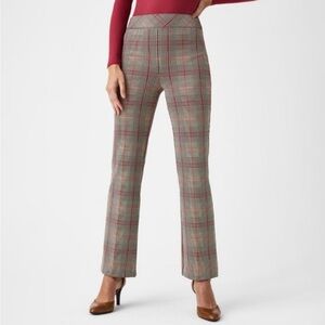 Spanx Perfect Pant Orange Pop Plaid Jacquard Flare